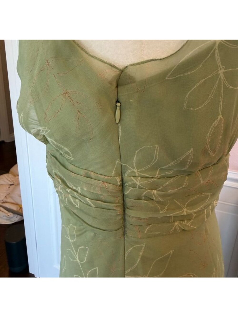 90s Vintage Fairycore Romantic Silk Ruched Midi Dress Size M - Picture 6 of 8